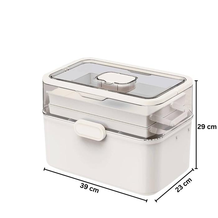 Alby Home - Kotak Penyimpanan Obat P3k Sekat Tempat Obat Travel Gagang - Tempat Obat Besar