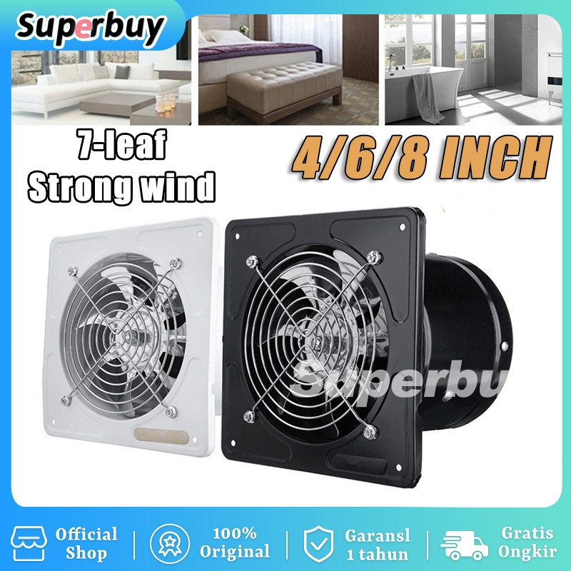 Exhaust Fan Dinding 4/6/8Inch Kipas Exhaust Ventilasi Dinding Exhaust Fan Kamar Mandi Booster Fan