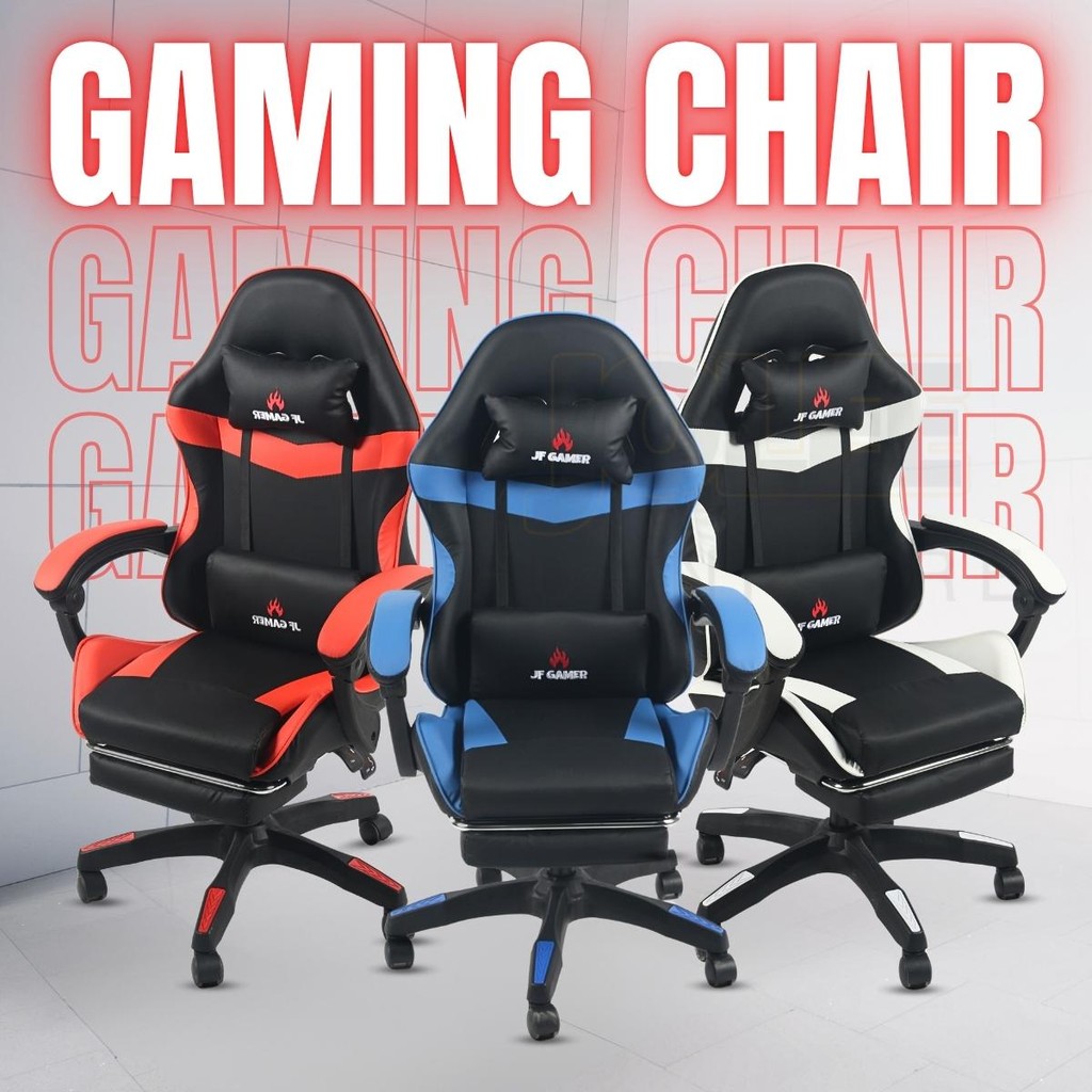 Kursi Gaming Ergonomis，kursi kantor+Sandaran Kaki -Bahan PU,Plastik,Besi,Busa ROLLER & PUTAR