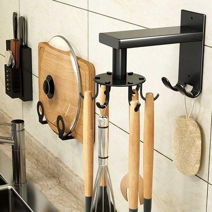 Gantungan Spatula Sutil Dapur Serbaguna Tempat Sendok Gunting Gantung - Hitam