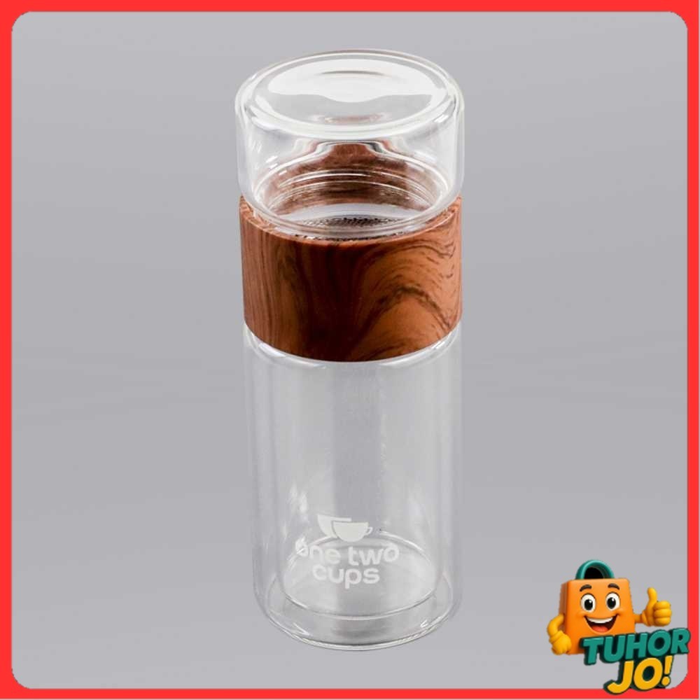 One Two Cups Botol Minum Kaca Penyaring Teh Double Wall 230ml - X9001