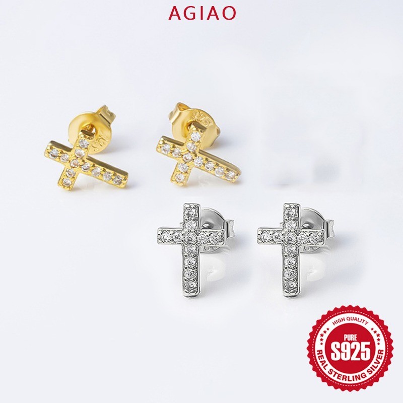 AGIAO Anting-anting Kecil Perak 925 Hypoallergenic Cocok Untuk Pria Dan Wanita