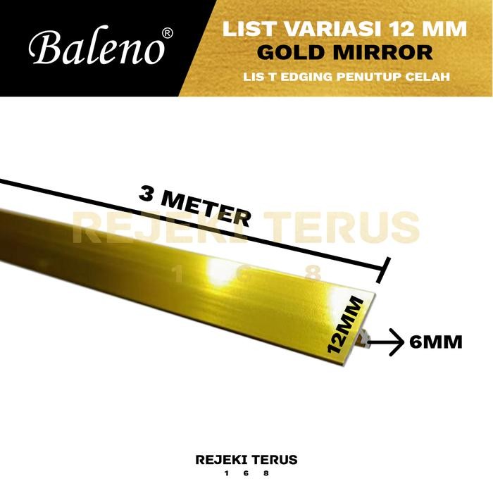 List Lis T Variasi 12 mm Aluminium Edging GOLD MIRROR / Lis Edging Plat Strip