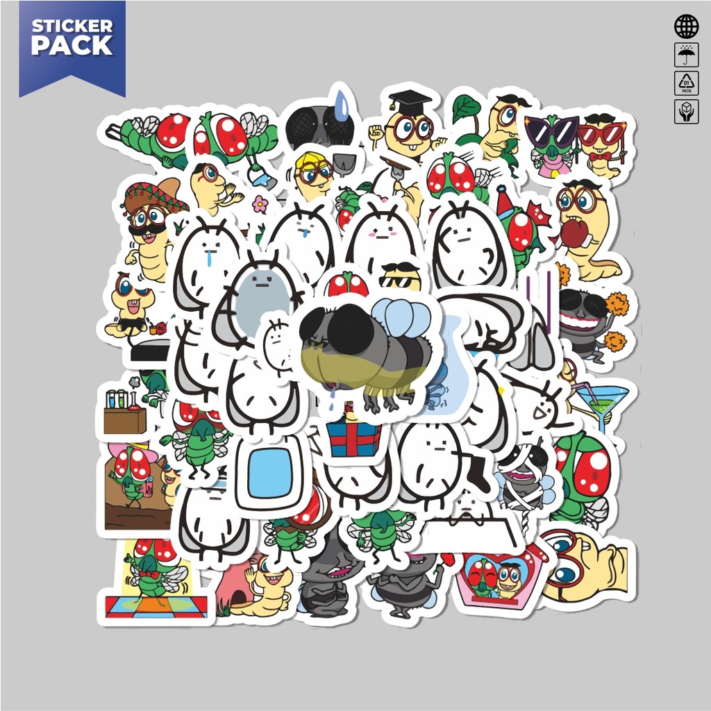 

[100PCS]Stiker Pack Hewan Lalat Sticker Aesthetic Vinyl Anti Air Dekorasi Sticker Laptop Buku Journal Koper Helm Casing HP Gitar Helm Skateboard