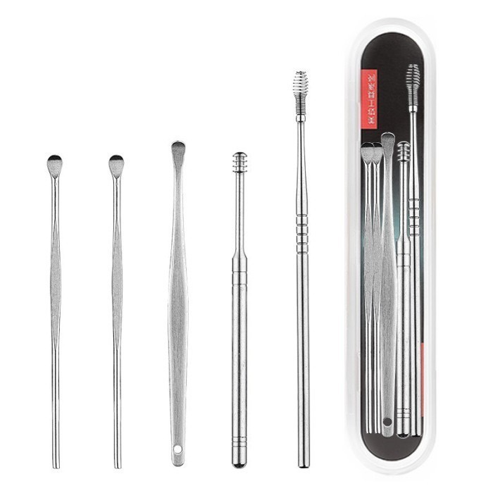 (Toserba 777)  (Isi 5) Set Korek Kuping / Perawatan Pembersih Telinga Stainless Steel / 1 Set Isi 5 
