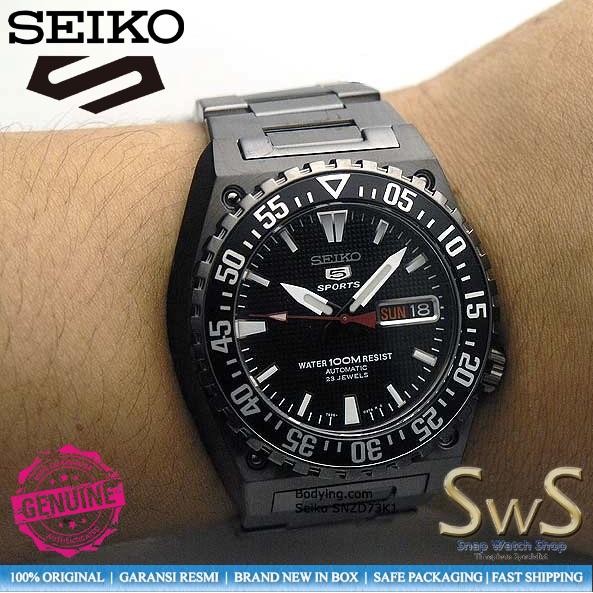 Seiko 5 Sports SNZD73K1 Automatic Men Black Dial Stainless Steel Strap