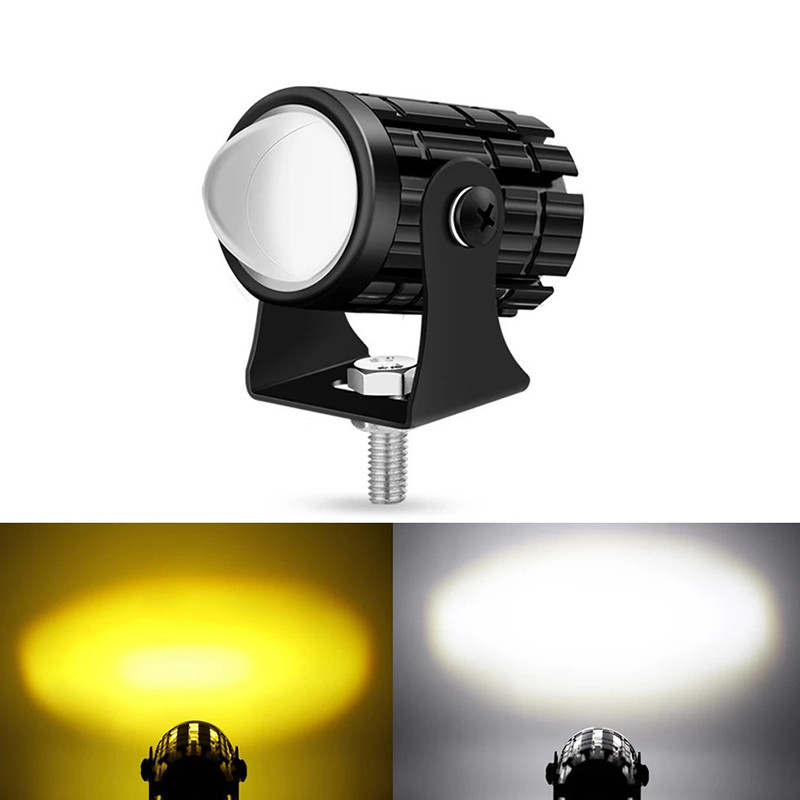 1PC Mini Driving Light LED Projector Len Motorcycle Headlight ATV Scooter Dual Colour LED Len Beam D