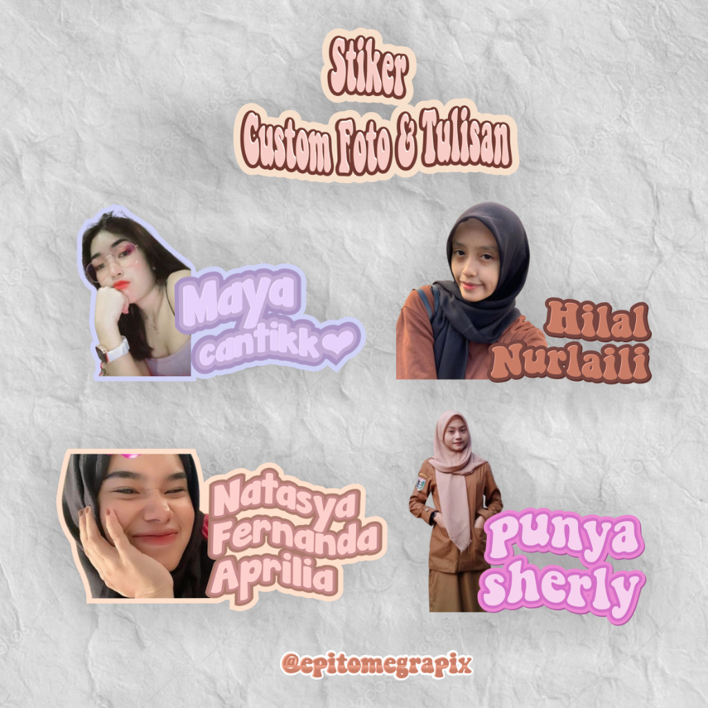

[ Cod ] Stiker Custom Nama & Foto Viral | Free Design | Stiker Foto & Nama | Stiker Bijian | Stiker Muka | Anti Air