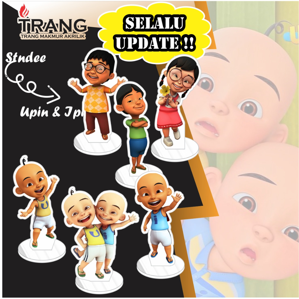 CUCI GUDANG Standee Figure Akrilik Upin & Ipin / Standing Action figure Acrylic Upin & Ipin