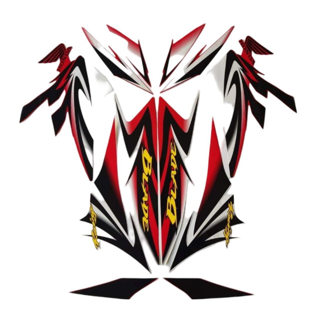 110 Stiker Striping Motor Honda Blade 110 2010 Putih Merah Full Body Berkualitas Awet - Motorcycle