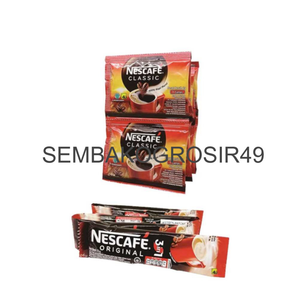 

SG49_ NESCAFE ORIGINAL 3 IN 1 10schtx17.5gr ,NESCAFE CLASSIC 10schtx2gr Sachet RENTENG/SACHET