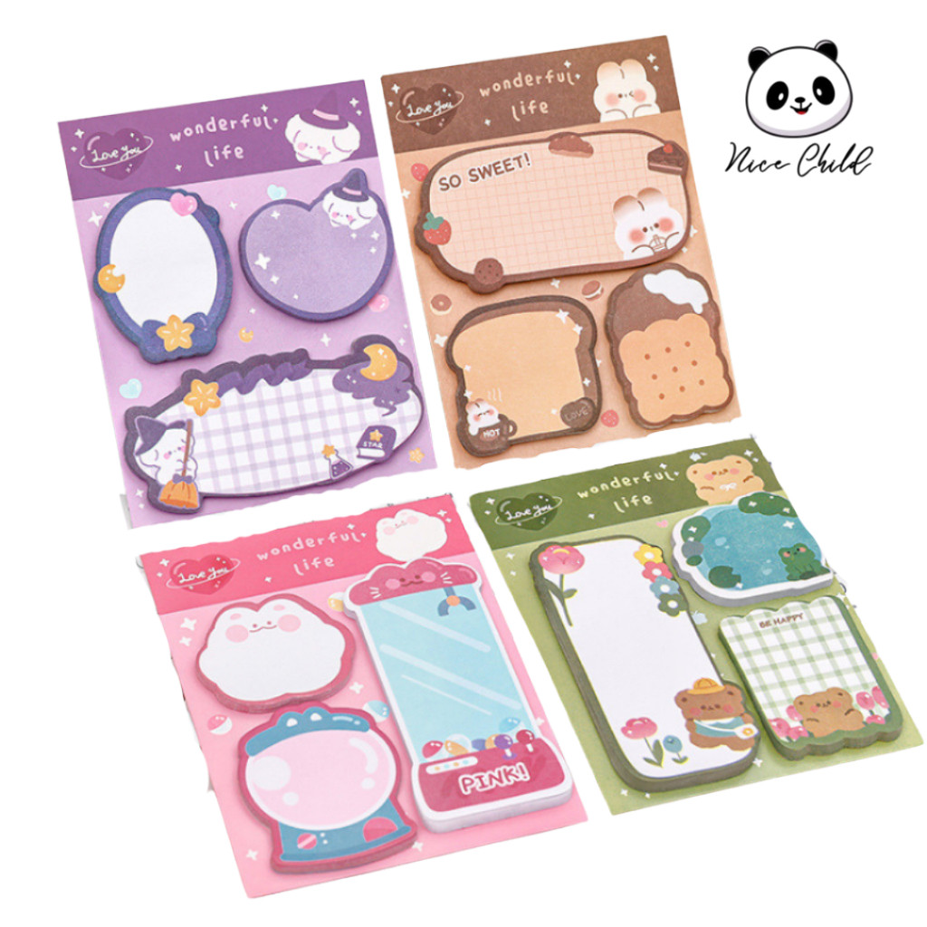 

NICE CHILD Sticky Notes Lucu 3 IN 1 Tempelan Kertas Catatan 60 Lembar Notes Kertas Tempel