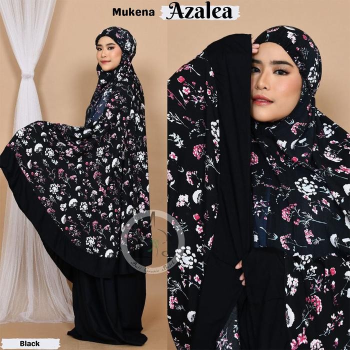 Baligrosir Mukena Dewasa Jumbo Azalea Terbaru 2024 Murah Adem Rayon Bali Fit BB 90kg Bigsize - Black