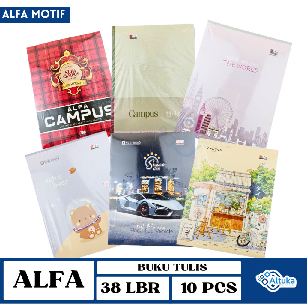 

(10pcs) Buku Tulis Alfa / Buku Catatan Sekolah Anak / Buku ALFA NEWSTAR Sampul Motif