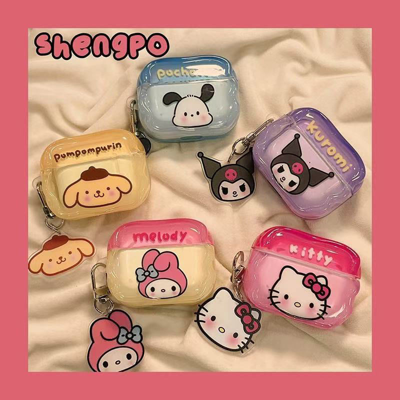 

Miniso Hellokitty Kuromi Mymelody Kawaii Anime Secondary Protective Sleeve Tpu Headphone Case for Airpods 4,1,2,3,pro,pro2