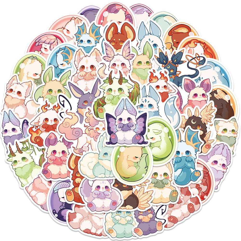 

10/30/50PCS Kawaii Fantasy Creature Stickers Cartoon Graffiti Decals Kids Toy Gift DIY Fridge Helmet Phone Laptop Cute Sticker