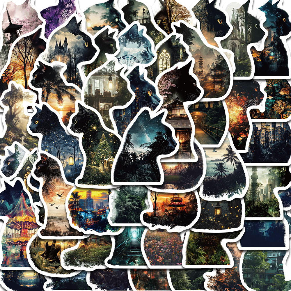 

50PCS Cat Print Stickers Scrapbooking Laptop Graffiti Stationery Art Picture Living Room Phone Fashion Skateboard Phone Sticker