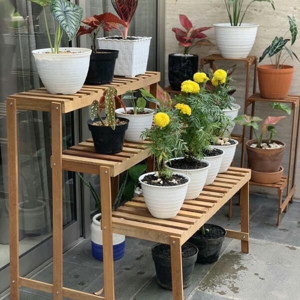 rak bunga 3 susun kayu Ulin super