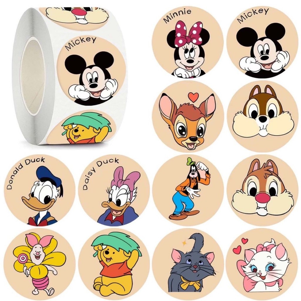 

500pcs/Roll Disney classic cartoon image Mickey Mouse Sealing Sticker DIY PVC Laptop Decals Decoration Stiker Reward Gift Toys