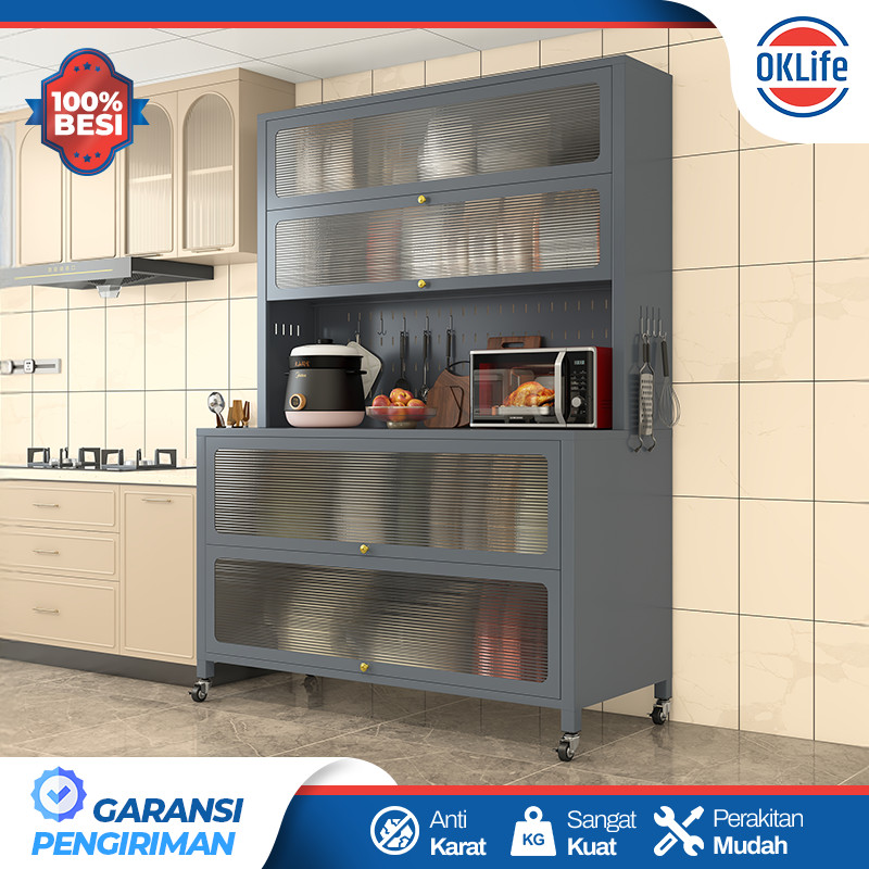 RAK PIRING TERTUTUP LEMARI DAPUR SERBAGUNA LEMARI PIRING TERTUTUP LEMARI RAK PIRING FULL BESI