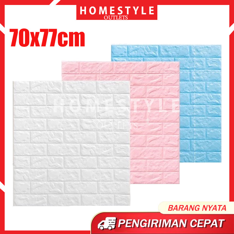Wallpaper Dinding Foam Timbul 3D Bata Putih / Wall Wallpaper Foam Embossed White Brick 70 x 77 cm 10