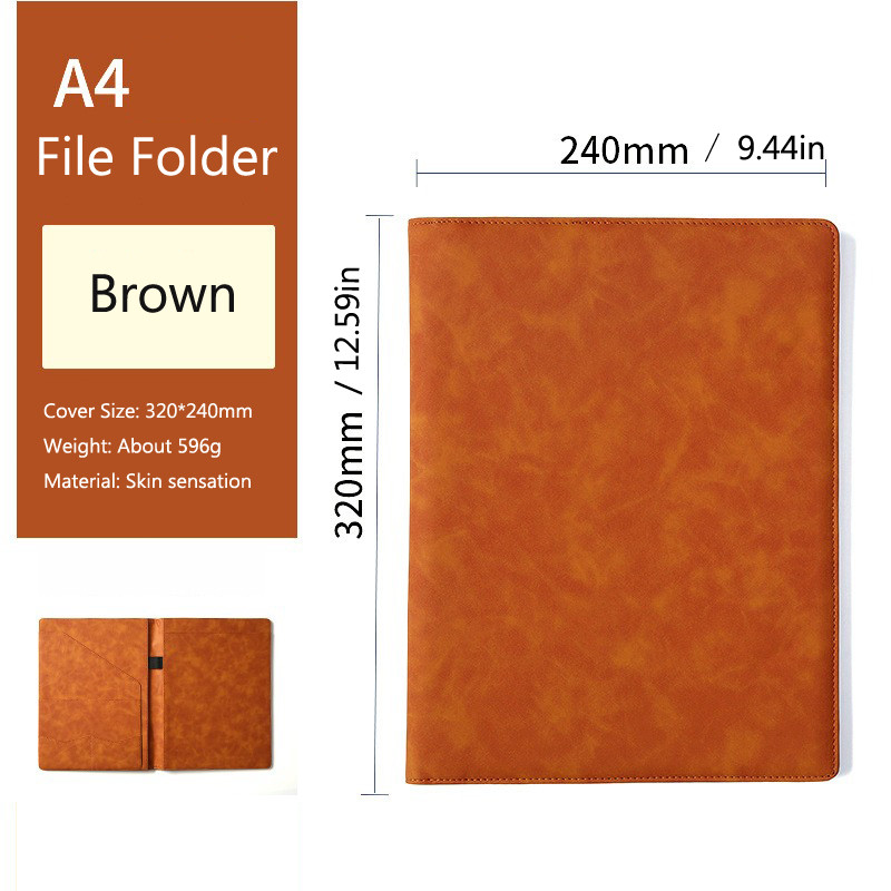 

Brown Office Business Executive Fold Leather Portfolio Padfolio Folder Clipboard Manager Folder for Document A4 Holder Supply