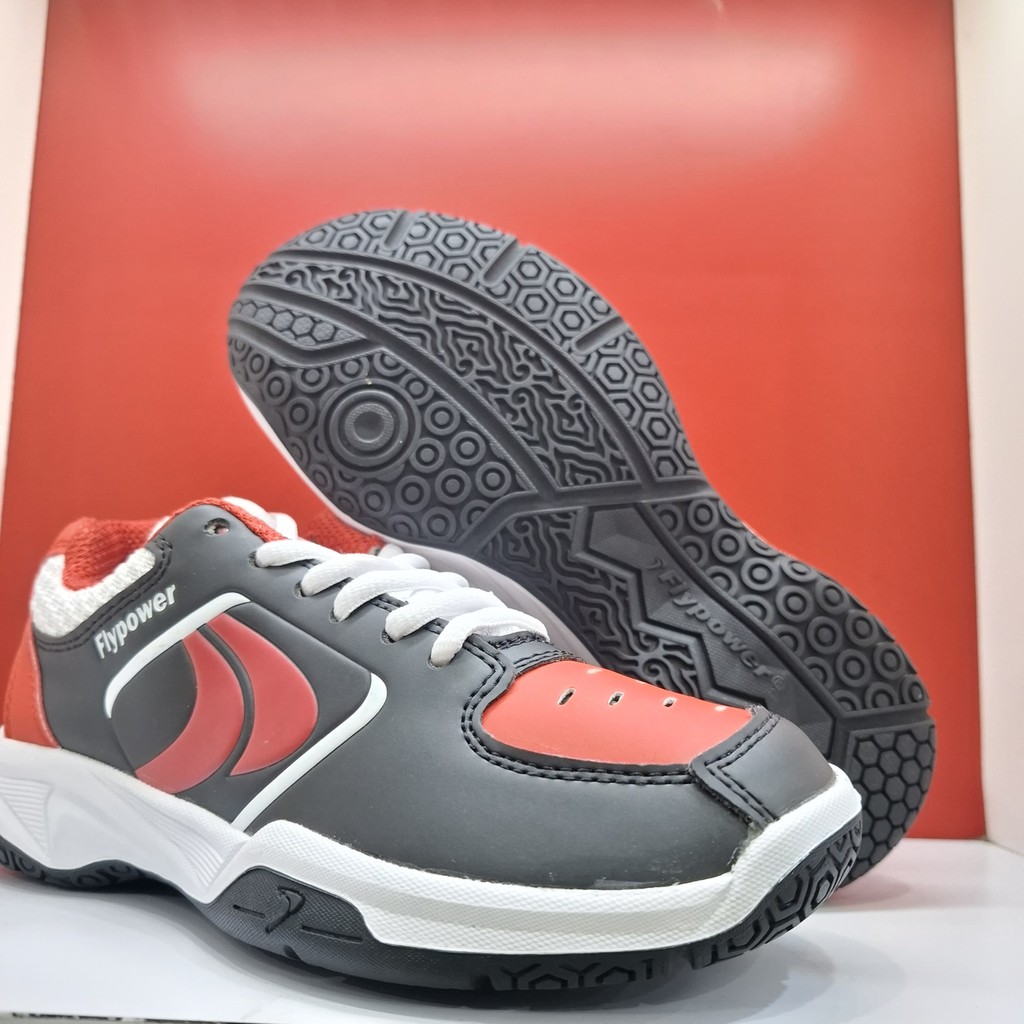 FLYPOWER SEPATU BADMINTON ANAK ANAK KALASAN 06 BLACK RED WHITE