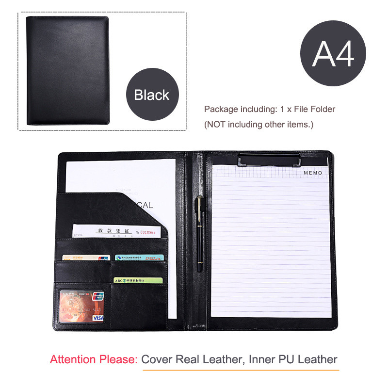 

Man Professional A4 ‌Genuine Leather Portfolio Folder for Document File Organizer Conference Executive Clipboard Office Supplies