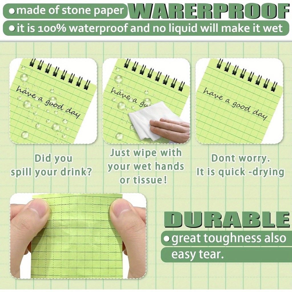 

1/2 /4 Pack Waterproof Notebook 3x5 All Weather Pocket Notepad Rainproof Writing Notepad Notepad for Office Outdoor Activities