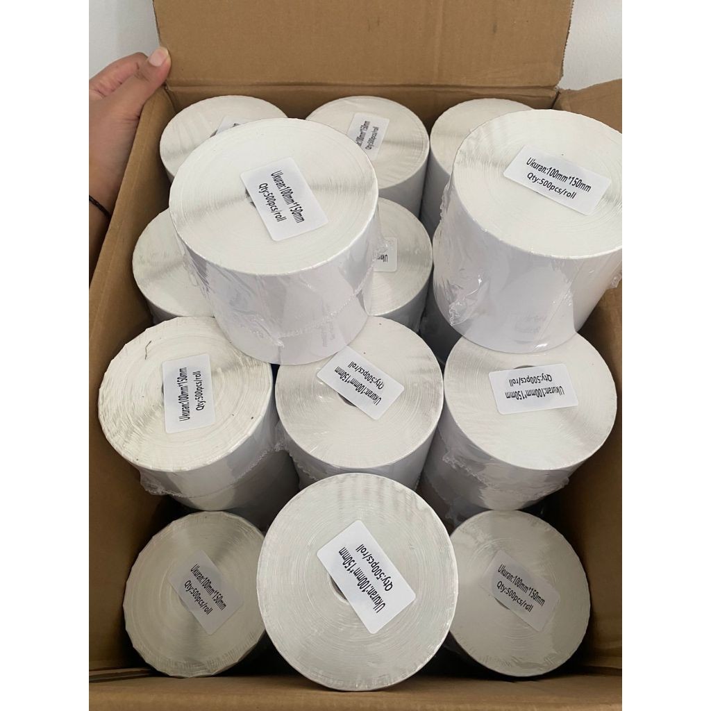 

(1 Kardus isi 24 Roll) Kertas Thermal Kertas Resi Label 100x15 Shipping Label untuk Printer Thermal