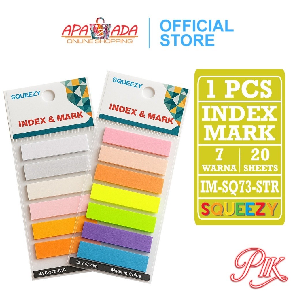 

Index Mark Warna Strip [2 Pcs - 280 Lembar] / Penanda Bahan Kertas Squeezy 7 Warna IM-SQ73-STR