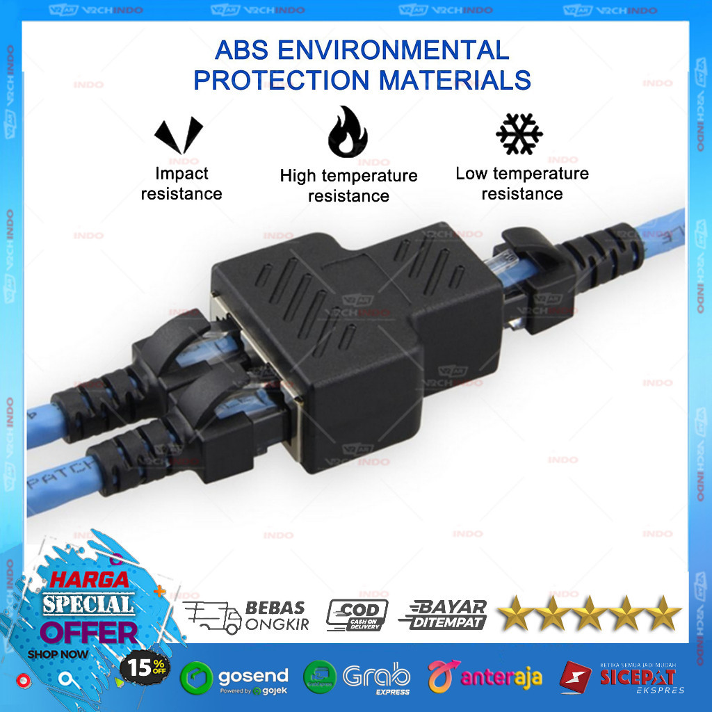 Sambungan Kabel Internet LAN 2/1 Connector | Konektor Barel Lan RJ45 Splitter Barell 2 Ke 1 