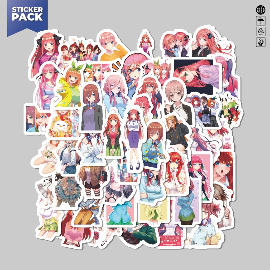 

[100PCS]Stiker Pack Stiker AnimeThe Quintessential Quintupletsl (Gotōbun no Hanayome) Aesthetic Vinyl Anti Air Dekorasi Sticker Laptop Buku Journal Koper Helm Casing HP Gitar Helm Skateboard