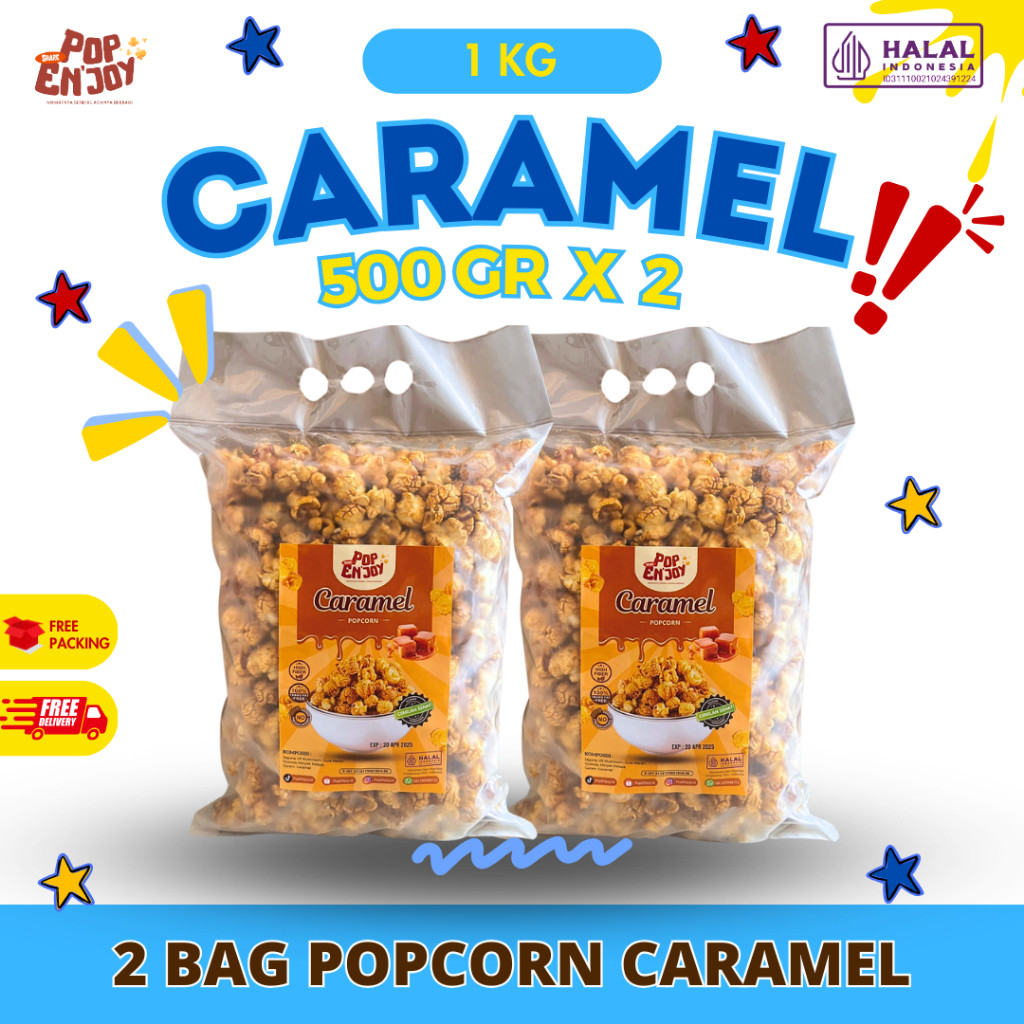 

[PROMO] 1 KG PopENjoy Popcorn Caramel 500gr - Sweet Crispy Corn Snack Bundle