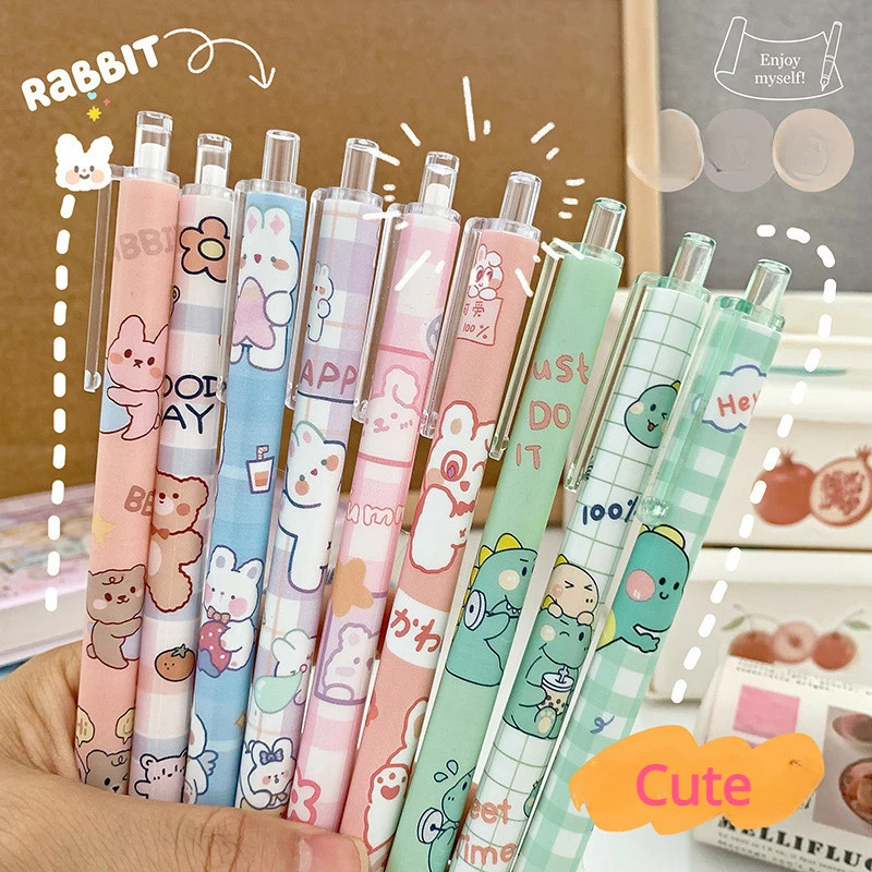 

6pcCute Creativity 0.5mm Press Type High Face Value Cute Girl Heart Fairy Gas Press Neutral Pen Stationery Supply