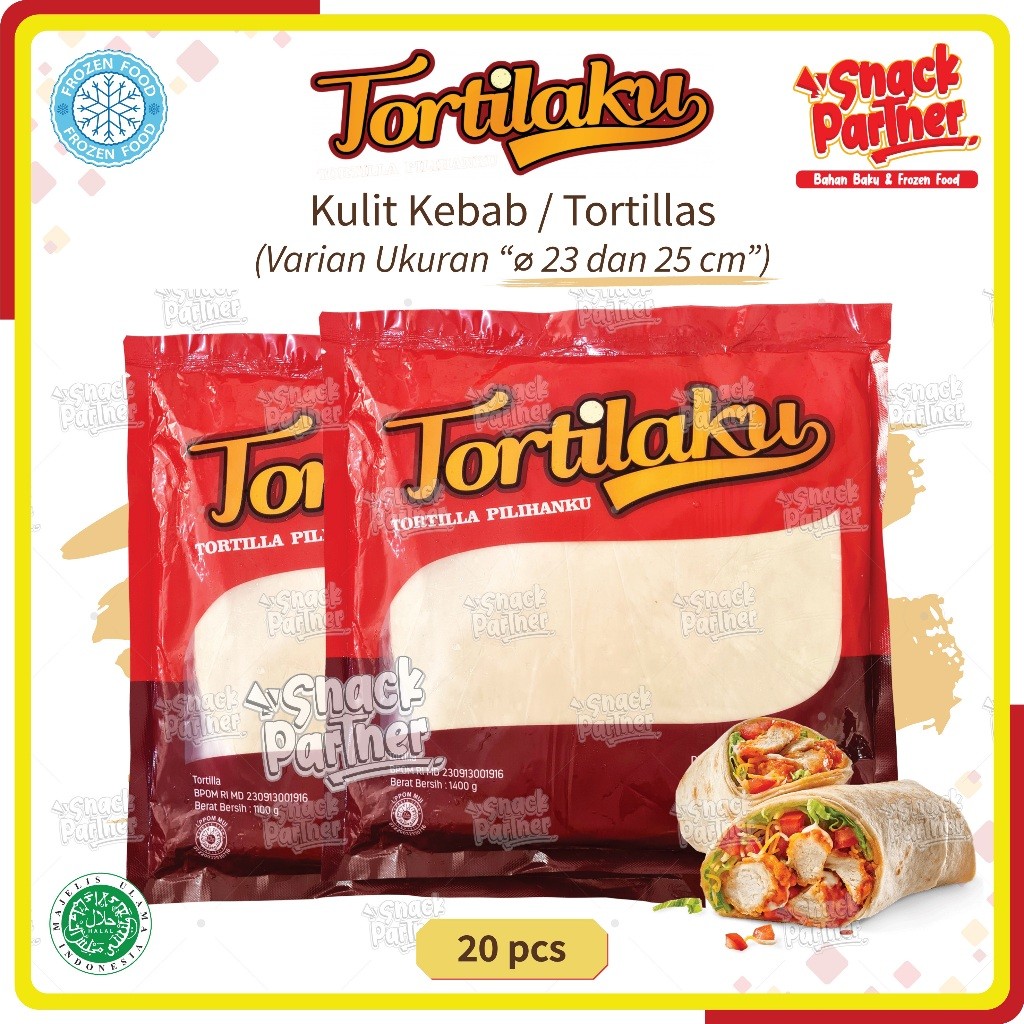 

TORTILAKU Kulit Kebab 20 Lembar | Diameter 23 / 25 CM | 1,05 / 1,3 KG - FROZEN FOOD - Tortila Tortilas / Tortilla Tortillas