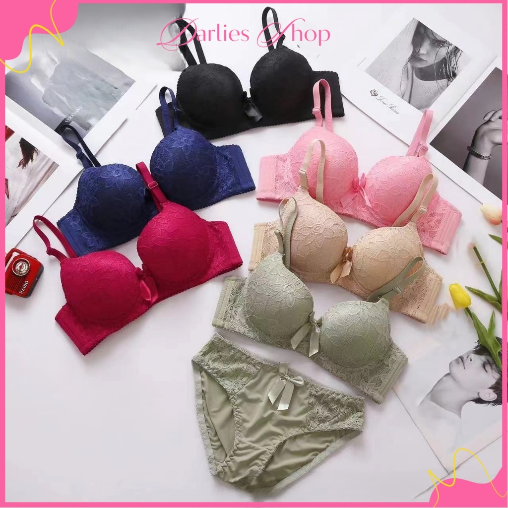 DS Setelan Wanita Premium Renda Bra Set Motif Renda Berkawat ( Bra + CD ) Wanita