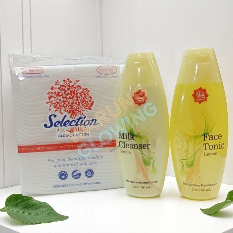 Paket 3IN1 Viva Pembersih Wajah Face Tonic + Milk Cleanser Lemon + Kapas