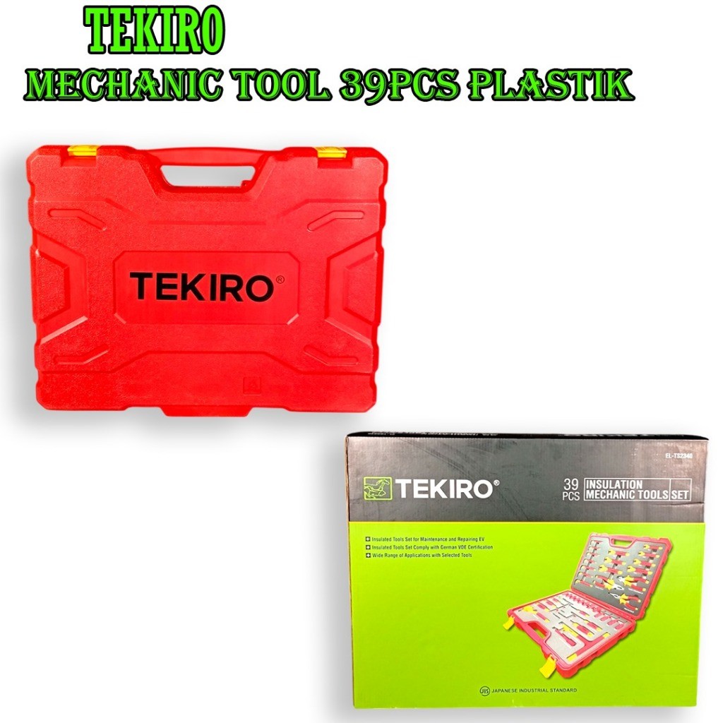 TEKIRO Mechanic Tool Set 39 PCS  Kunci & Obeng Insulasi Listrik, Box Plastik Merah TOOL SET MOBIL EV