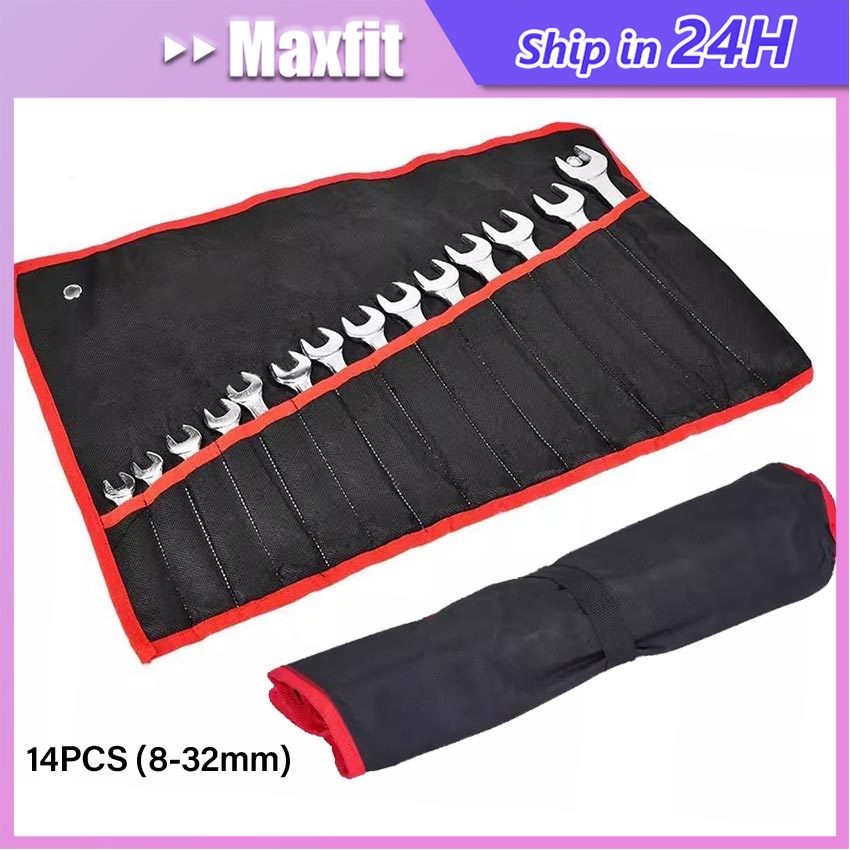 Tas Kunci 14 lubang Tas Penyimpanan Kunci Ring pas Model Gulung Bahan Kanvas