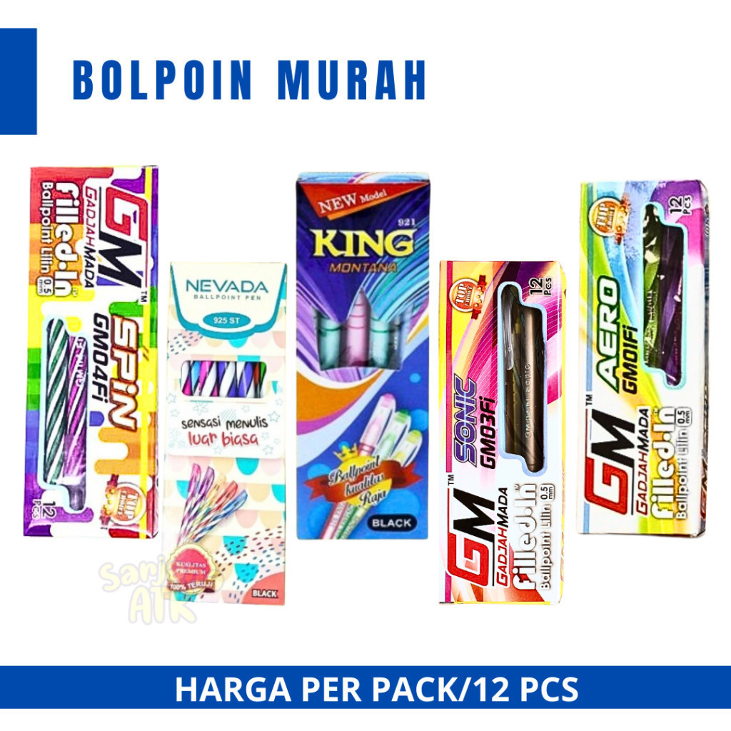 

(12 PCS) Bulpen Murah KING Tinta Hitam
