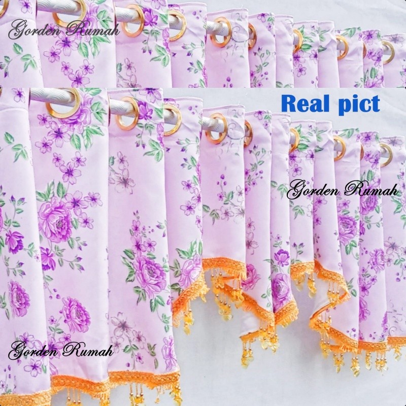 Poni Gorden Atas Pintu Motip Shabby Blackout import  Pink Biru Coklat Hijau Ungu Co