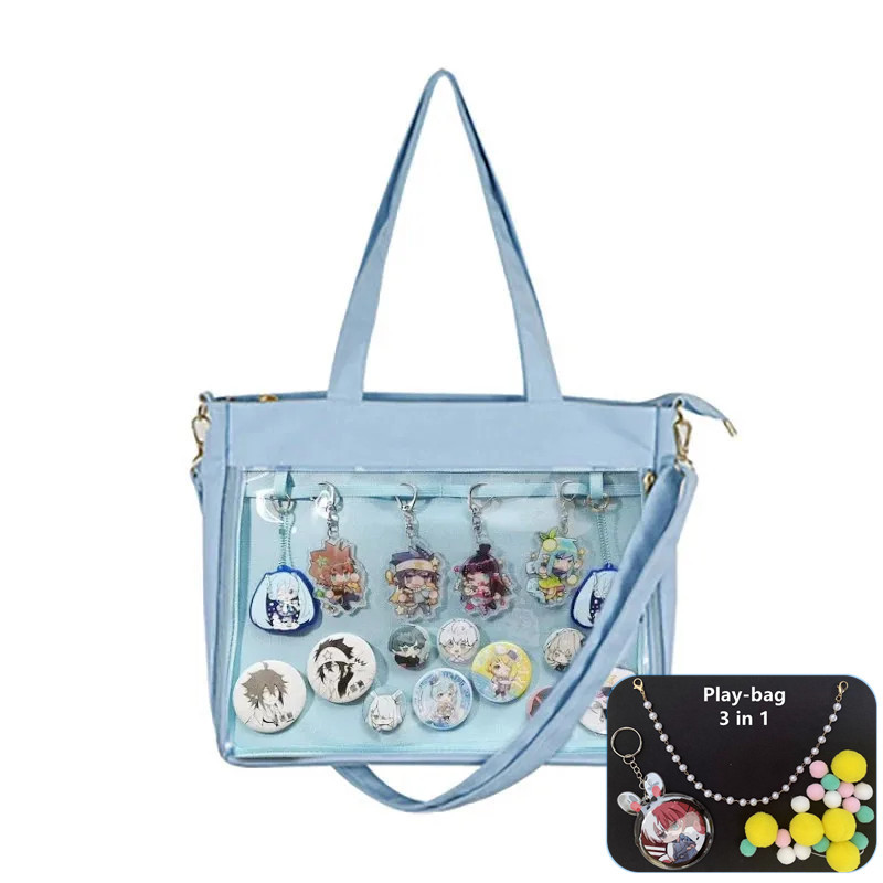 Big Ita Bag Red with Insert Japanese Cute Clear Women Double Straps Girls Kawaii Transparent Shoulde