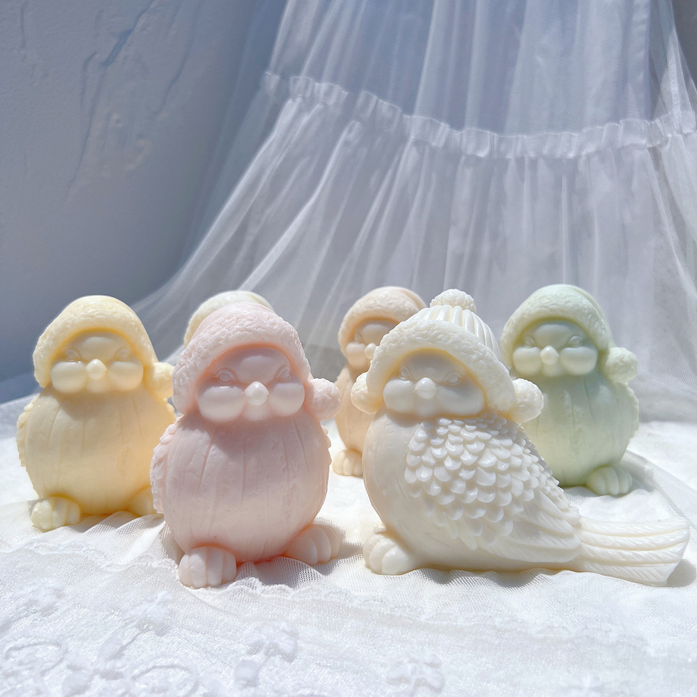 

Holiday Snowbird Silicone Candle Mold Decor Silicone Mold Holiday Bird With Santa Hat Soy Wax Silicone Mould