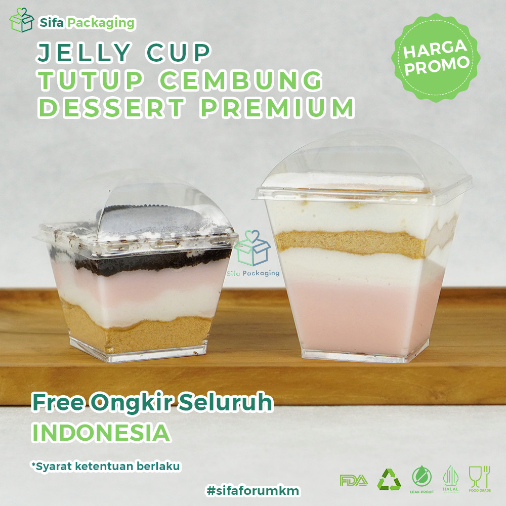 Jelly Cup Kotak Tutup Cembung Cup Pudding Gelas Cup agar-agar Jelly Cup Mini Besar Cup Cetakan Pudin