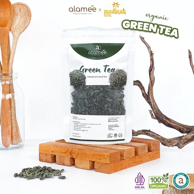 

ALAMEE Teh Hijau Green Tea Organic Kering Organik Greentea Minuman Herbal 25 gram madinah
