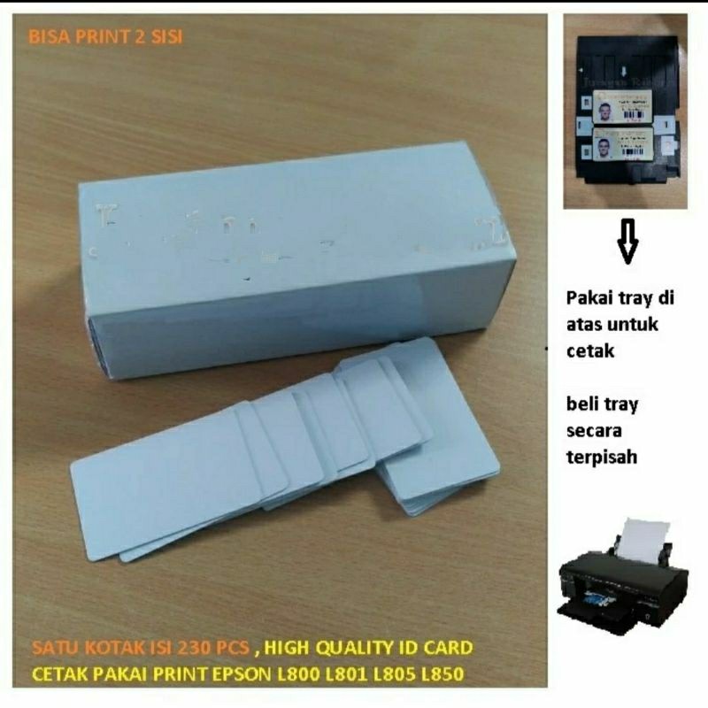 

Bahan PVC Id Card Inkjet High Quality per box isi 230 pcs Dapat dicetak langsung dengan Printer INKJET