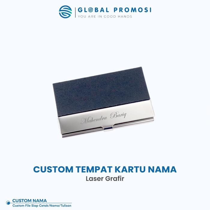 

【YANA-M】DISKON!!! Custom Tempat Kartu Nama Stainlesss Laser Grafir Name Card Holder - Simple Elegan