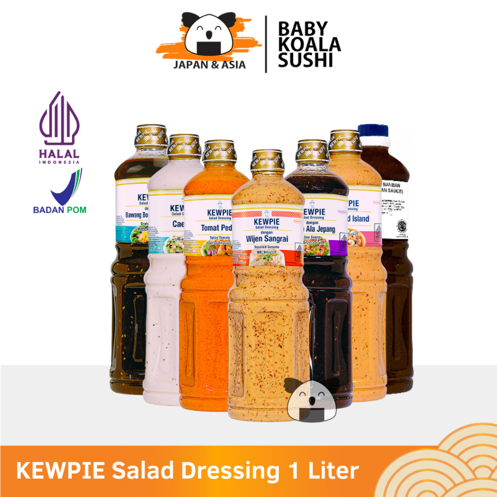 

KEWPIE Salad Dressing 1 Liter | Wijen Sangrai Thousand Island Caesar, Tomat Pedas, Kecap Jepang