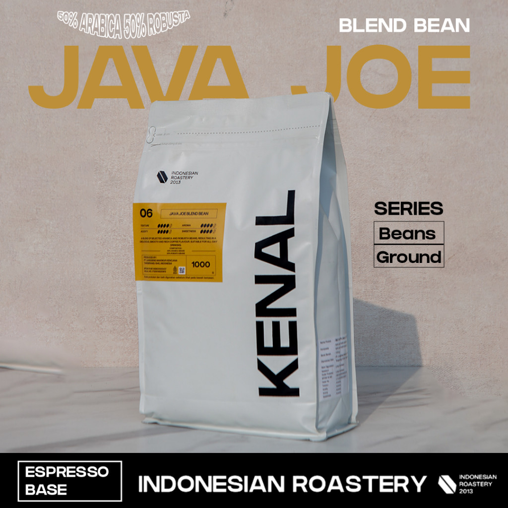 

Kenal Coffee Java Joe Espresso Blend Kopi Indonesia 50% Arabika Robusta 250 Gr